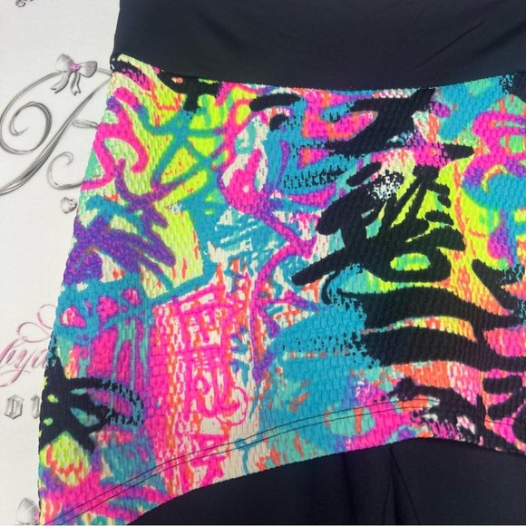 Andreia Vasques leggings with skirt attached spray paint design stretchy neon - Picture 3 of 11